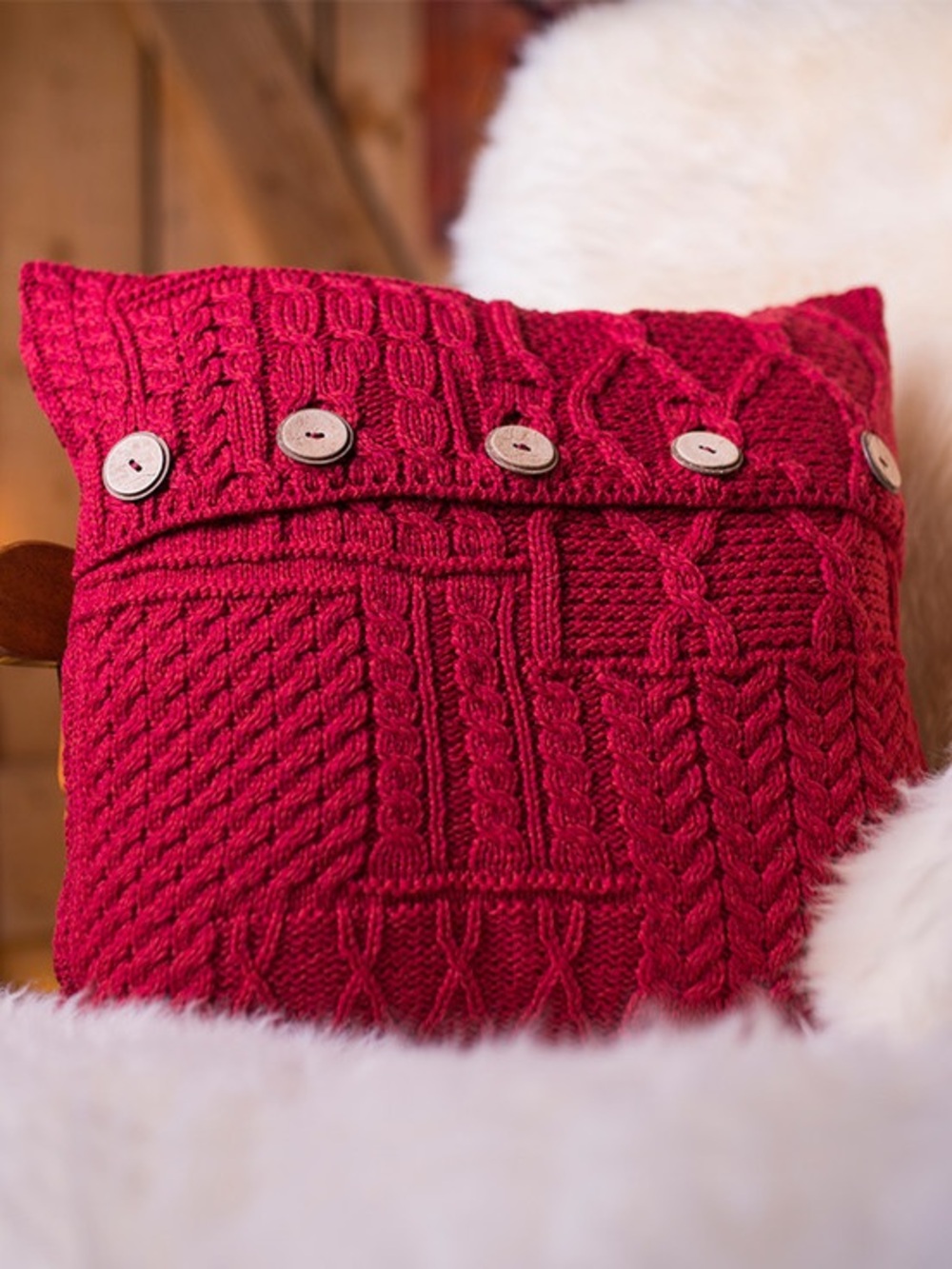 Aran,  Aran-Knit Cushion Cover